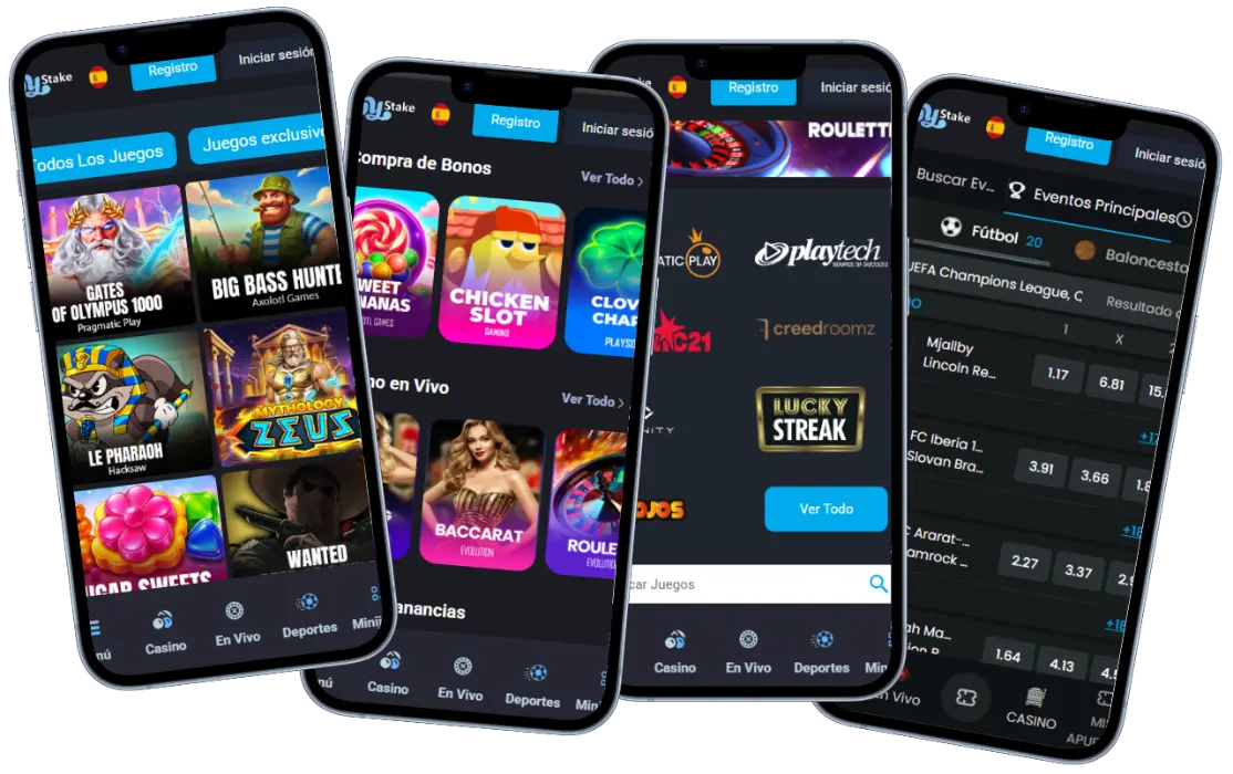Mystake Casino en versión móvil con tragamonedas, casino en vivo, apuestas deportivas y proveedores de juegos
